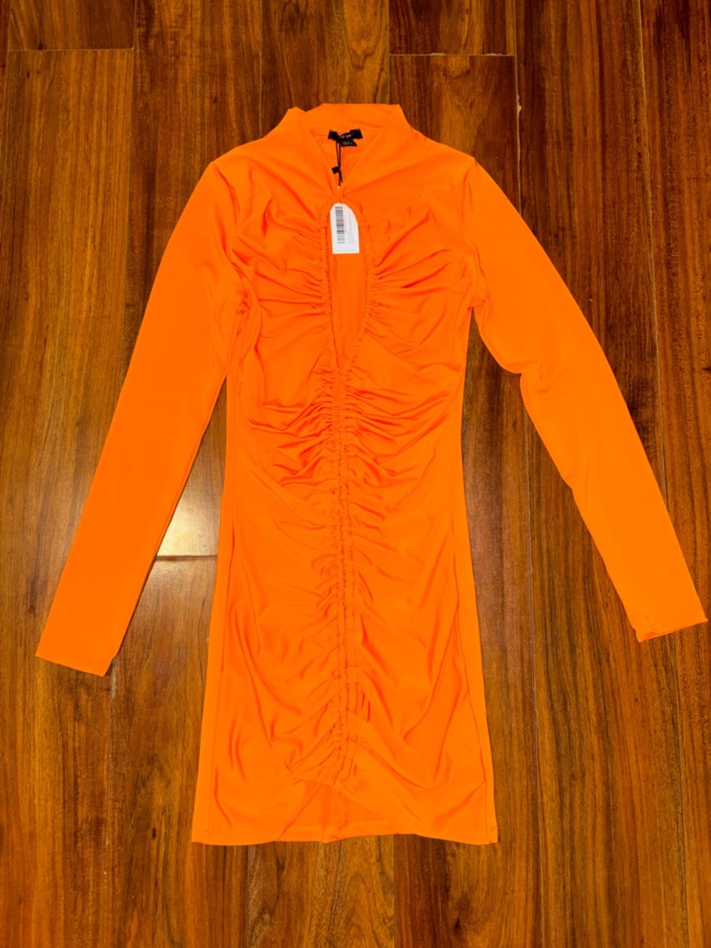 Nasty Gal Neon Orange Ruched Front Mini Dress